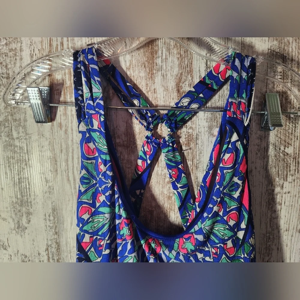 Vibrant Patterned Maxi Dress in Blue and Green
